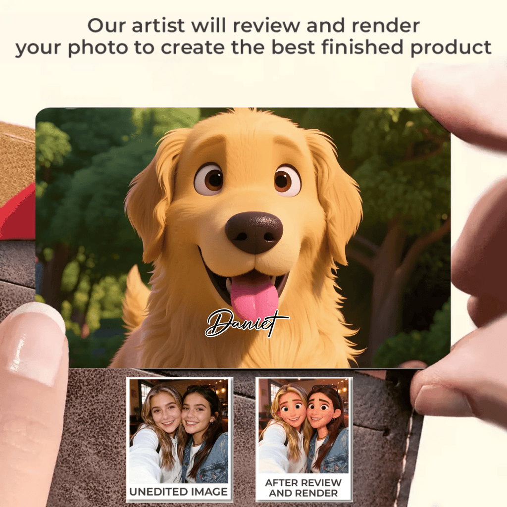 Pixar - Style Portrait from Photo – Custom Pet Lovers Digital 3D Artwork Gift – Custom Cartoon Portrait from Photo as Digital Download, Wall Art, Pillow, Mug, Blanket, Beach Towel, Keychain, Desk Sign & More 1066486 - DiyGiftly