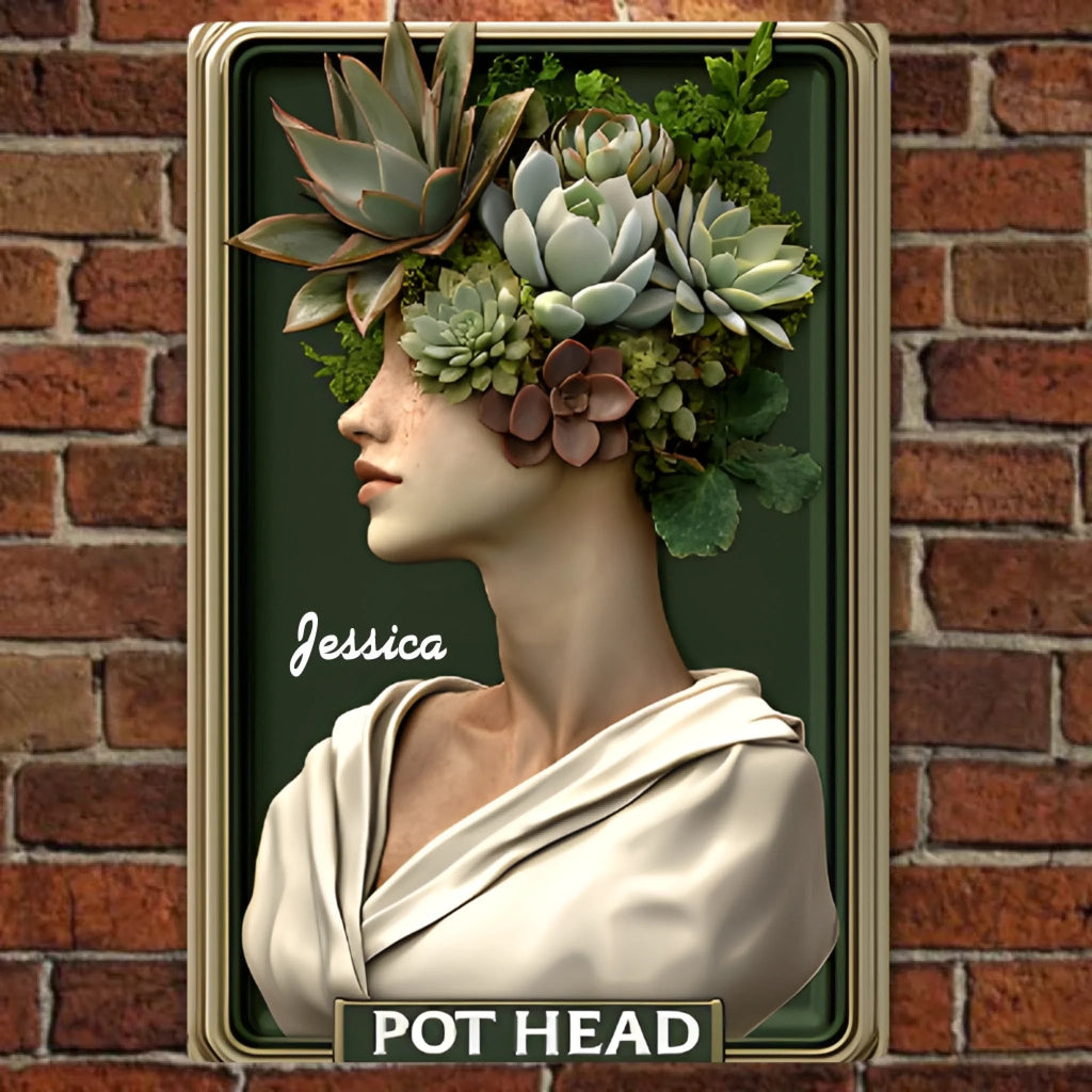 Pot Head - Personalized Gardening Rectangle Metal Sign 736533 - 736535 - DiyGiftly