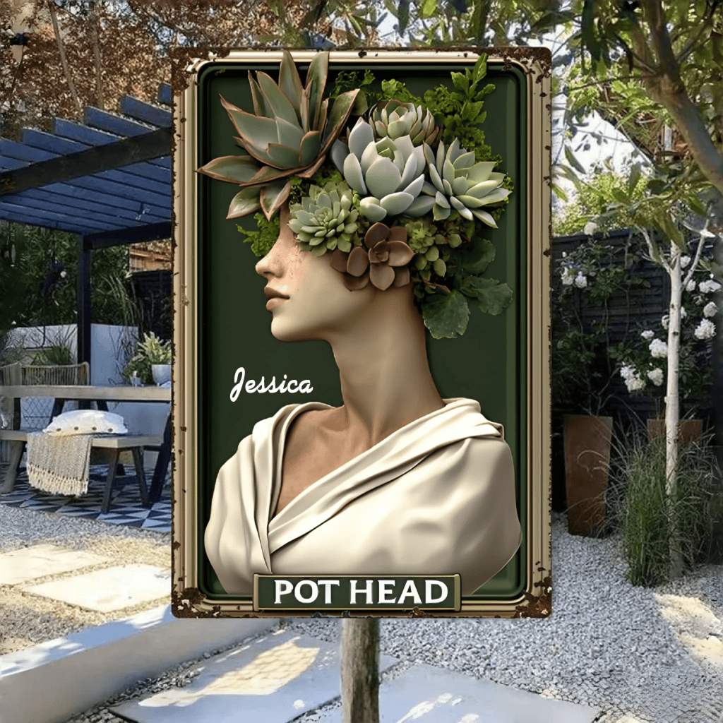 Pot Head - Personalized Gardening Rectangle Metal Sign 736533 - 736535 - DiyGiftly