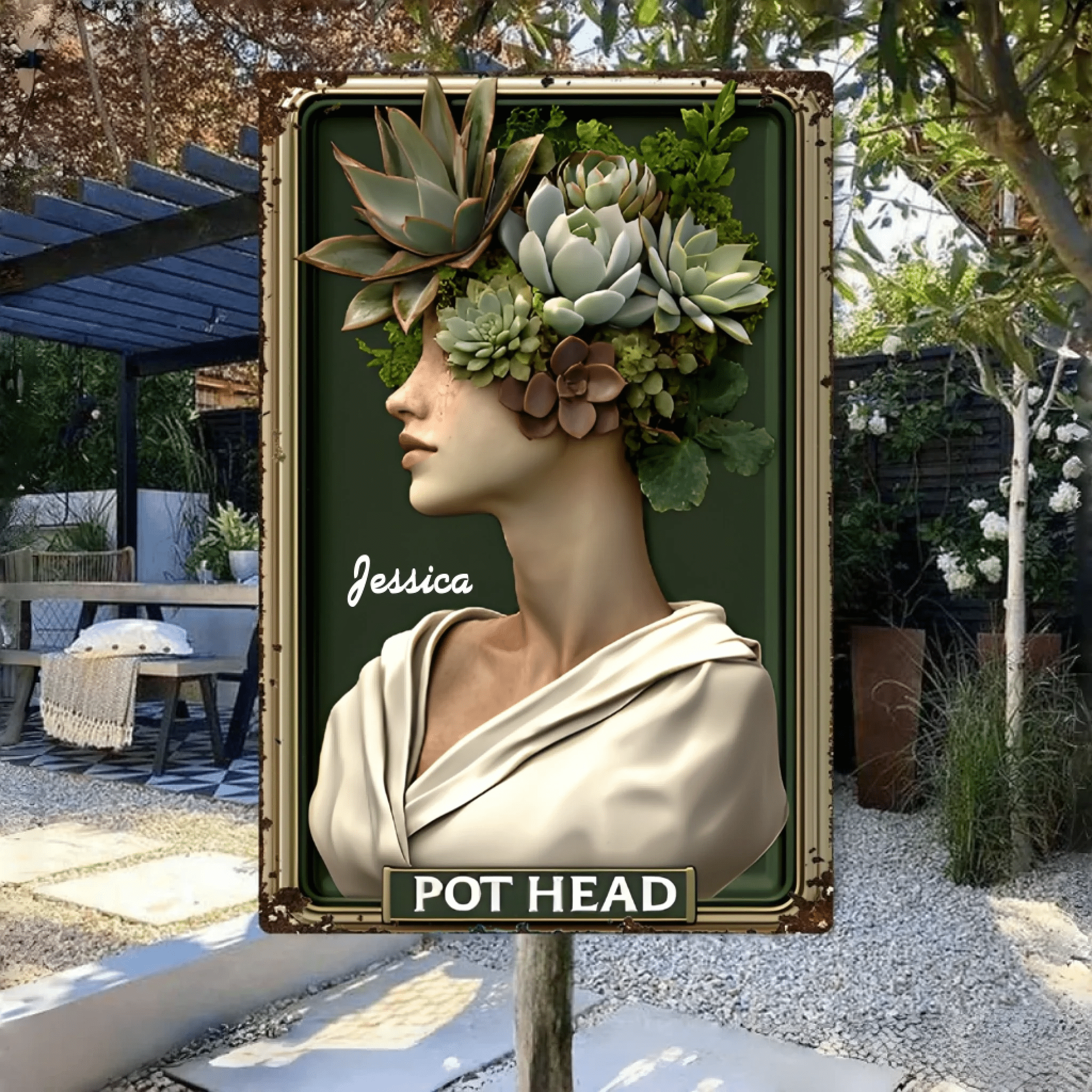 Pot Head - Personalized Gardening Rectangle Metal Sign 736533 - 736535 - DiyGiftly