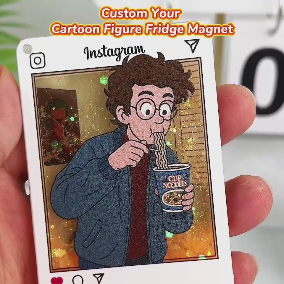 Custom Cartoon Photo Glitter Acrylic Fridge Magnet INS Style Personalized Gift