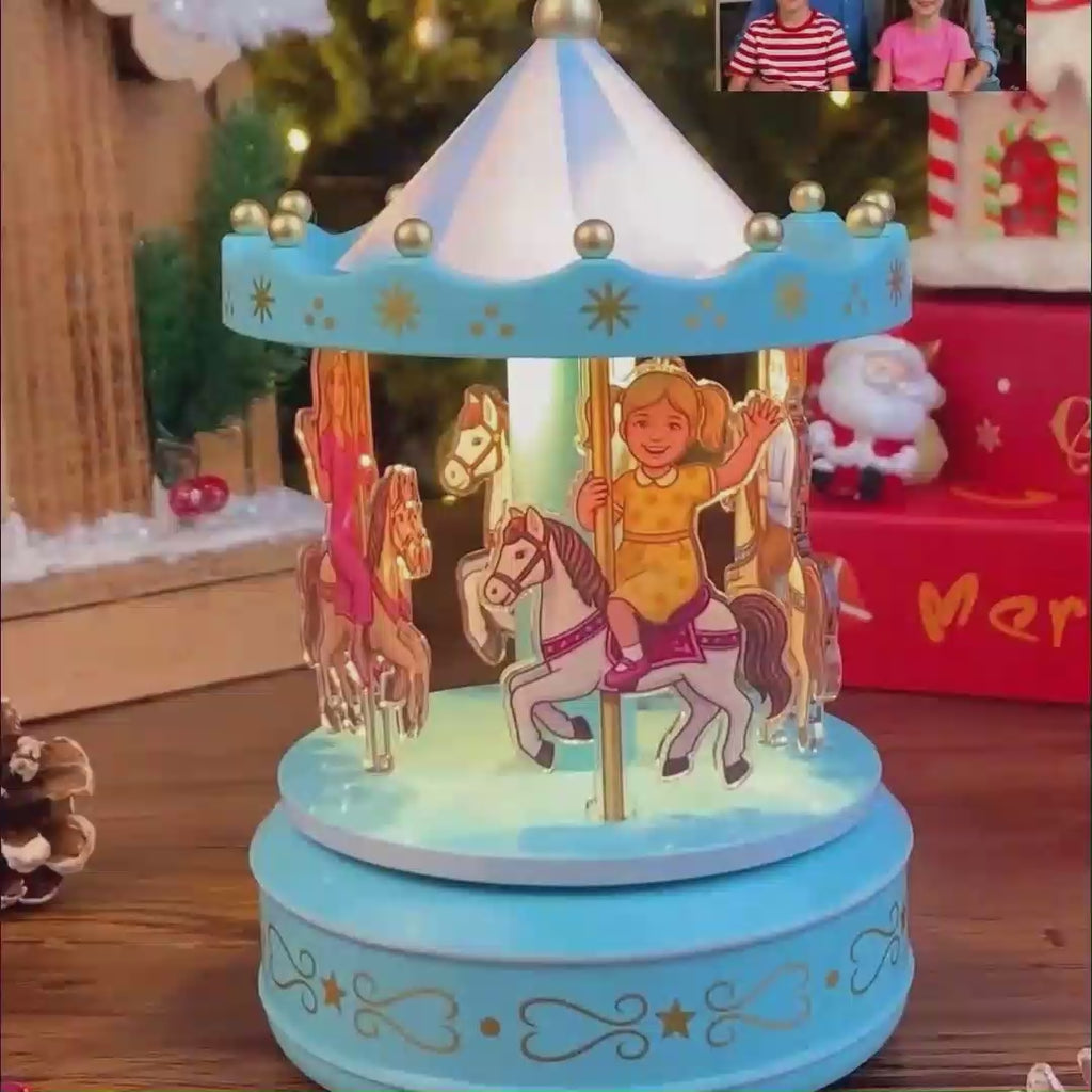 Custom Portrait Acrylic Carousel Music Box Ornament Family Member Desktop Decoration Gift For Family