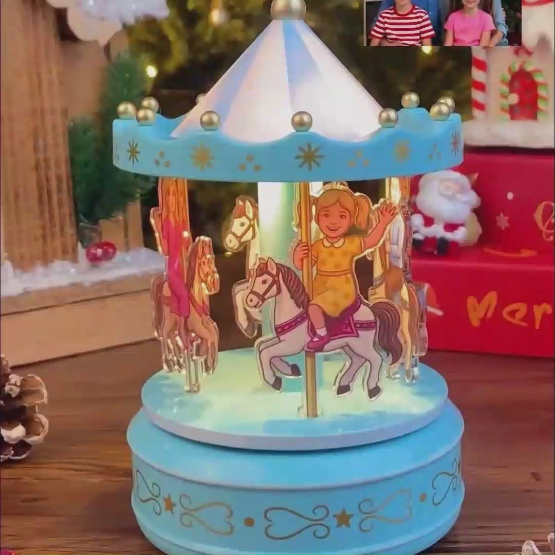 Custom Portrait Acrylic Carousel Music Box Ornament Family Member Desktop Decoration Gift For Family