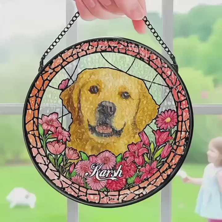 When Sunlight Finds Them, Love Feels Close Again - Suncatcher Ornament - Personalized Photo - Stained Glass Window Hanging - Window Memorial Gift for Loss of Dog