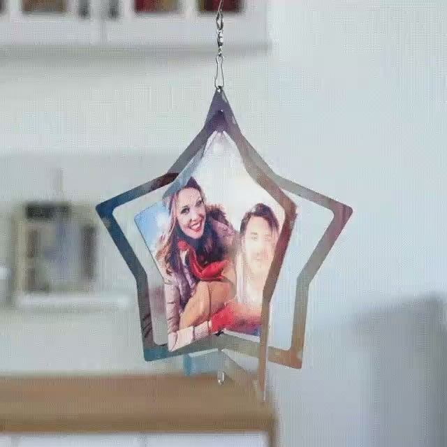 Custom Photo Star Wind Spinner Chime Garden Decoration Couple Valentine's Day Gift