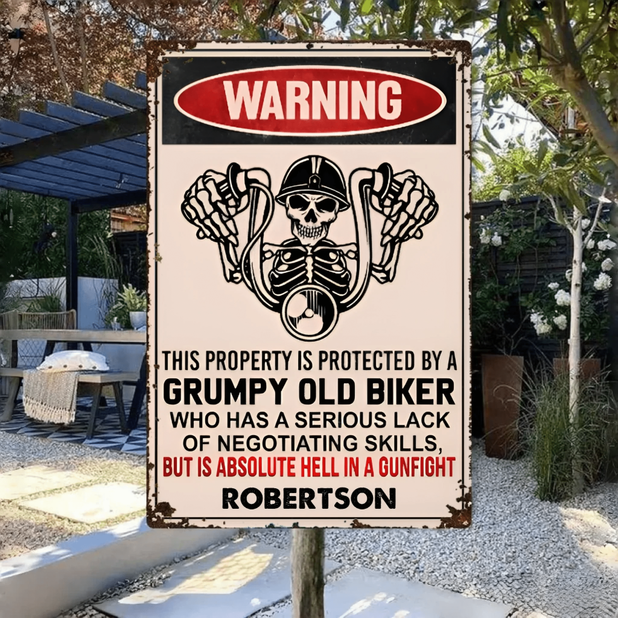 Property Is Protected By a Old Biker - Gift for a Biker - Personalized Custom Metal Sign 736915 - 736913 - DiyGiftly