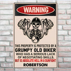 Property Is Protected By a Old Biker - Gift for a Biker - Personalized Custom Metal Sign 736915 - 736913 - DiyGiftly