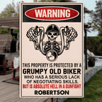 Property Is Protected By a Old Biker - Gift for a Biker - Personalized Custom Metal Sign 736915 - 736913 - DiyGiftly