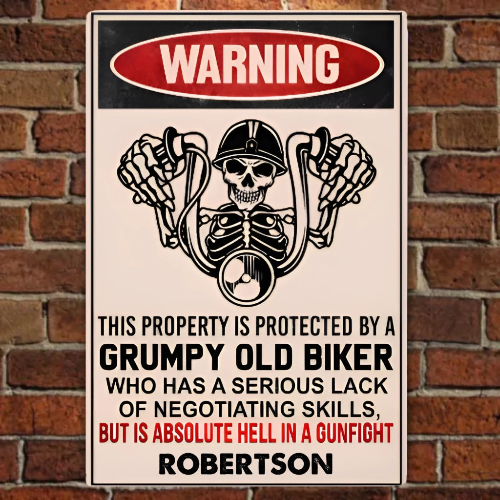 Property Is Protected By a Old Biker - Gift for a Biker - Personalized Custom Metal Sign 736915 - 736913 - DiyGiftly