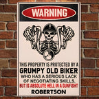 Property Is Protected By a Old Biker - Gift for a Biker - Personalized Custom Metal Sign 736915 - 736913 - DiyGiftly