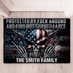 Protected by Fck Around and Find out Surveillance - Personalized Skull Doormat 748461 - DiyGiftly