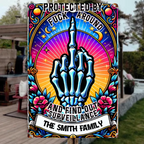 Protected by Fck Around and Find out Surveillance - Personalized Skull Rectangle Metal Sign 737089 - 737095 - DiyGiftly