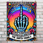 Protected by Fck Around and Find out Surveillance - Personalized Skull Rectangle Metal Sign 737089 - 737095 - DiyGiftly