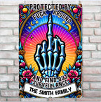 Protected by Fck Around and Find out Surveillance - Personalized Skull Rectangle Metal Sign 737089 - 737095 - DiyGiftly