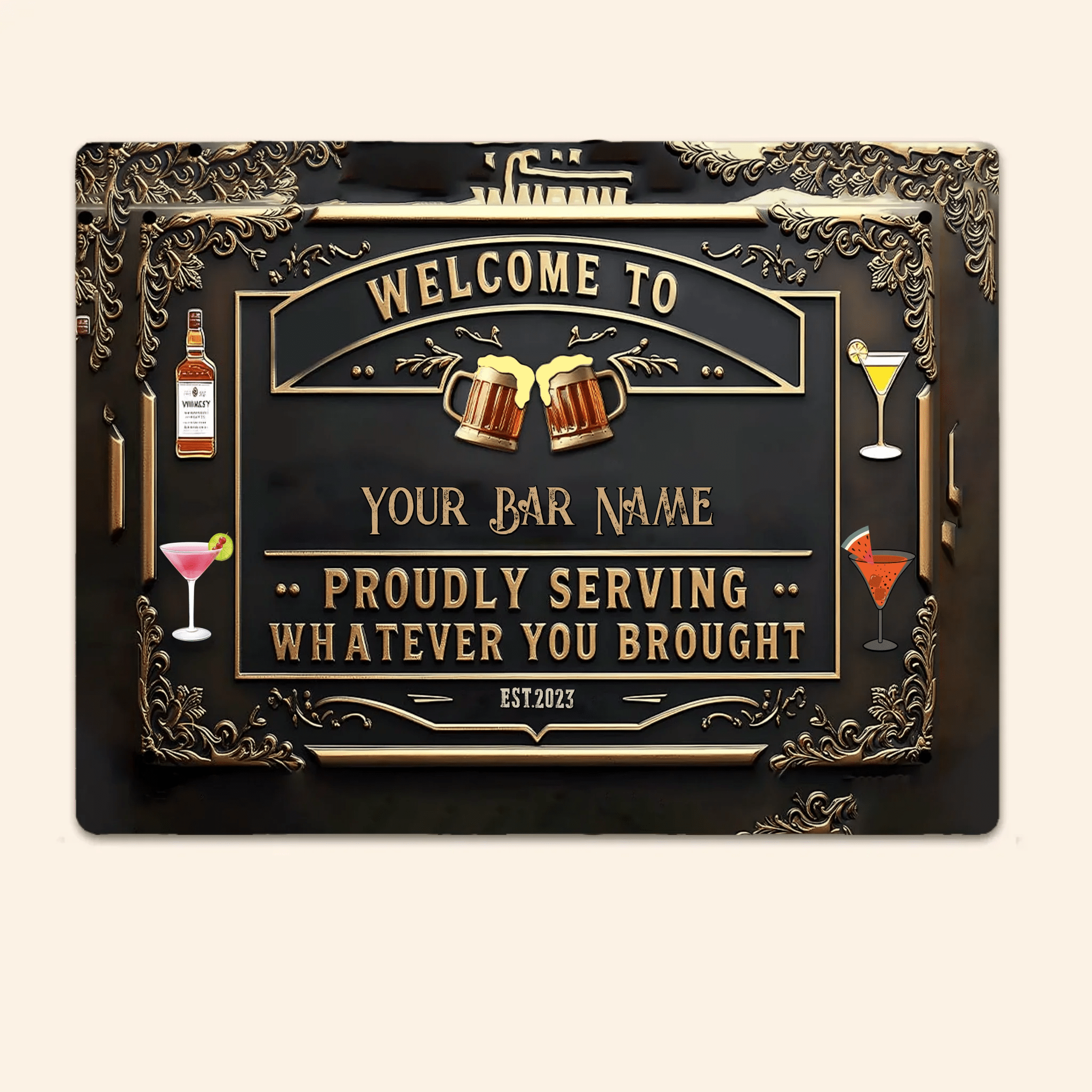 Proudly Serving Whatever You Brouht - Personalized Beer Rectangle Metal Sign 737737 - 737738 - DiyGiftly