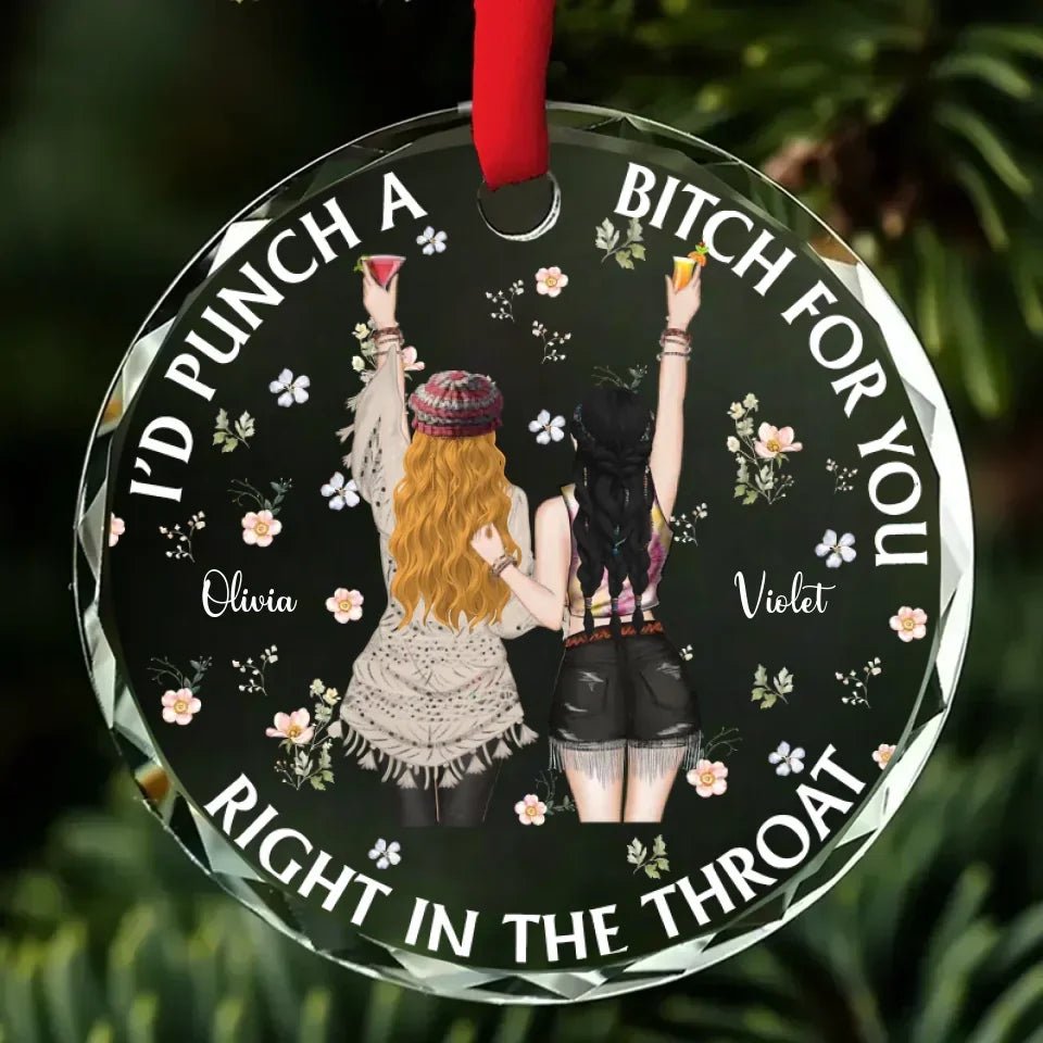 Punch Bitch Hippie Version - Personalized Custom Glass Ornament 721890 - DiyGiftly