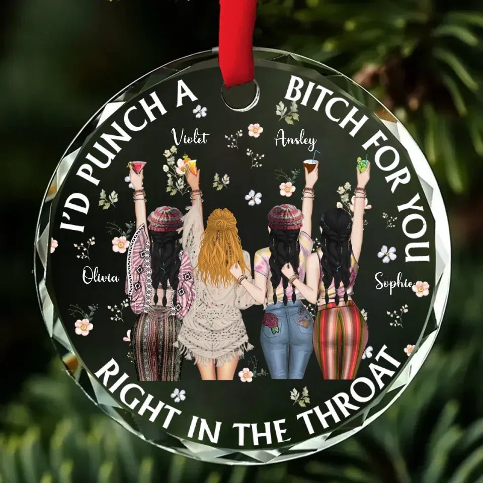 Punch Bitch Hippie Version - Personalized Custom Glass Ornament 721890 - DiyGiftly