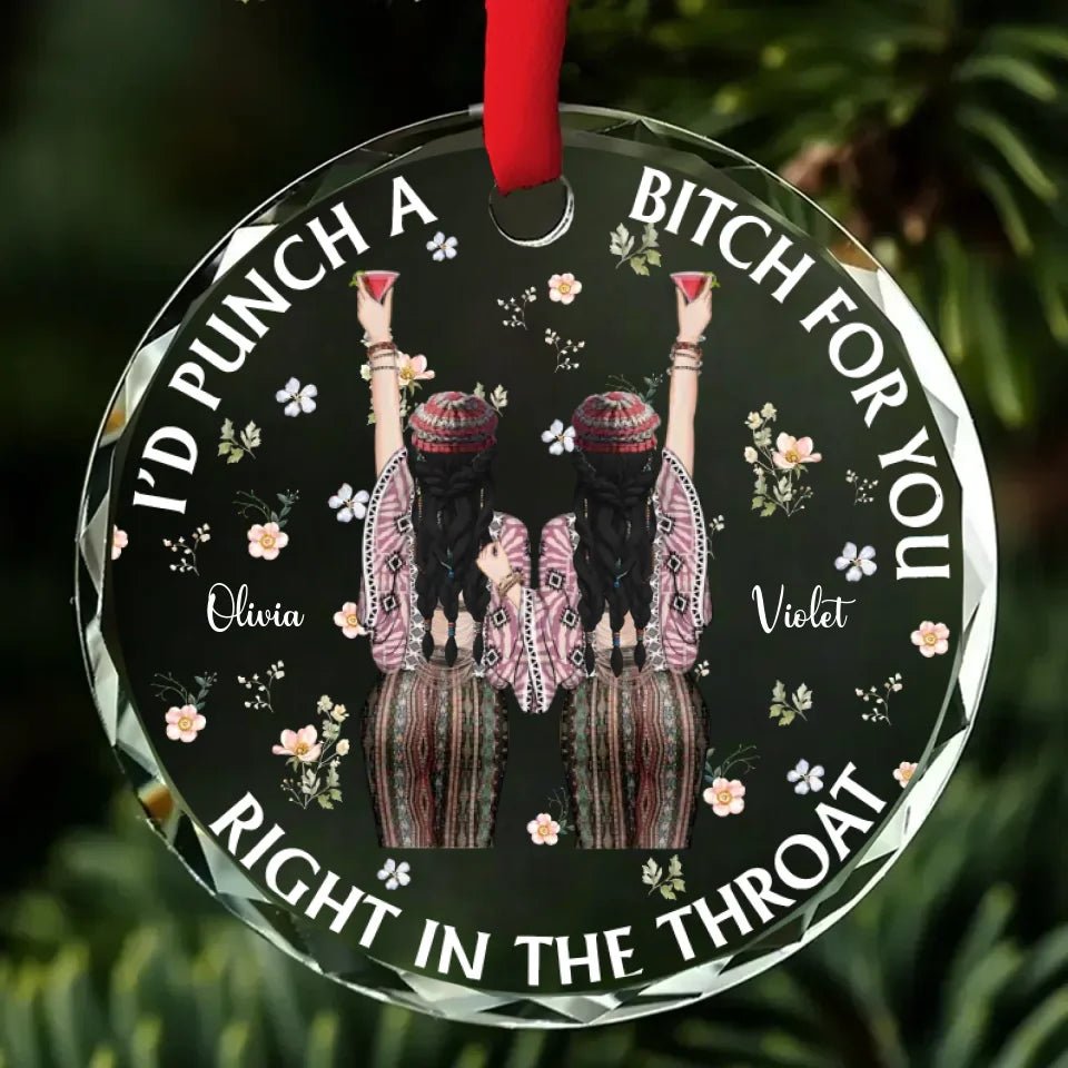 Punch Bitch Hippie Version - Personalized Custom Glass Ornament 721890 - DiyGiftly