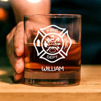 Firefighter Pint Glass Custom Engraved with Maltese Cross Personalized Gift Glassware main image