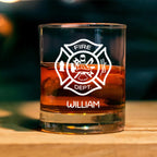 Firefighter Pint Glass Custom Engraved with Maltese Cross Personalized Gift Glassware home bar gift