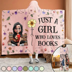Reading Girl & Birth Flower – My Personalized Reading Blanket - Personalized Wearable Hooded Blanket 1058622 - 1059451 - DiyGiftly