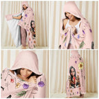 Reading Girl & Birth Flower – My Personalized Reading Blanket - Personalized Wearable Hooded Blanket 1058622 - 1059451 - DiyGiftly