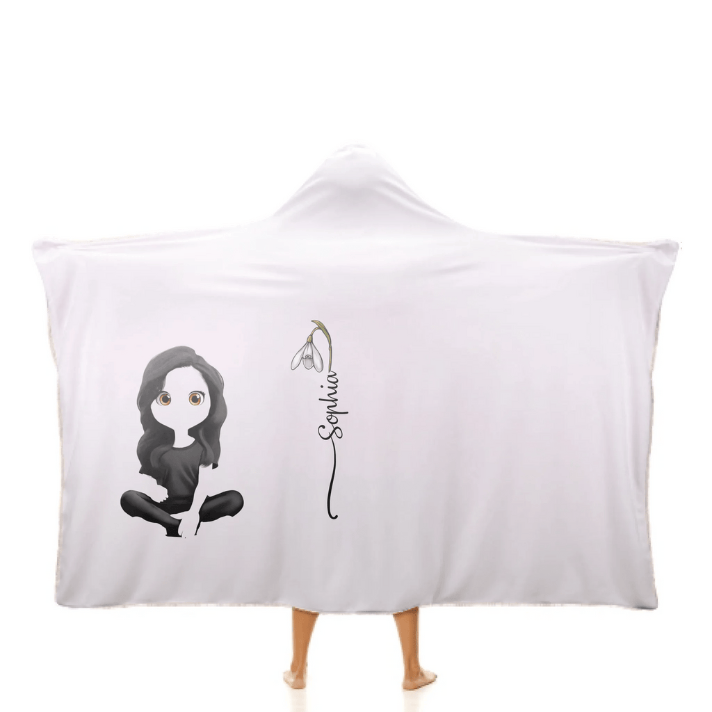 Reading Girl & Birth Flower – My Personalized Reading Blanket - Personalized Wearable Hooded Blanket 1058622 - 1059451 - DiyGiftly
