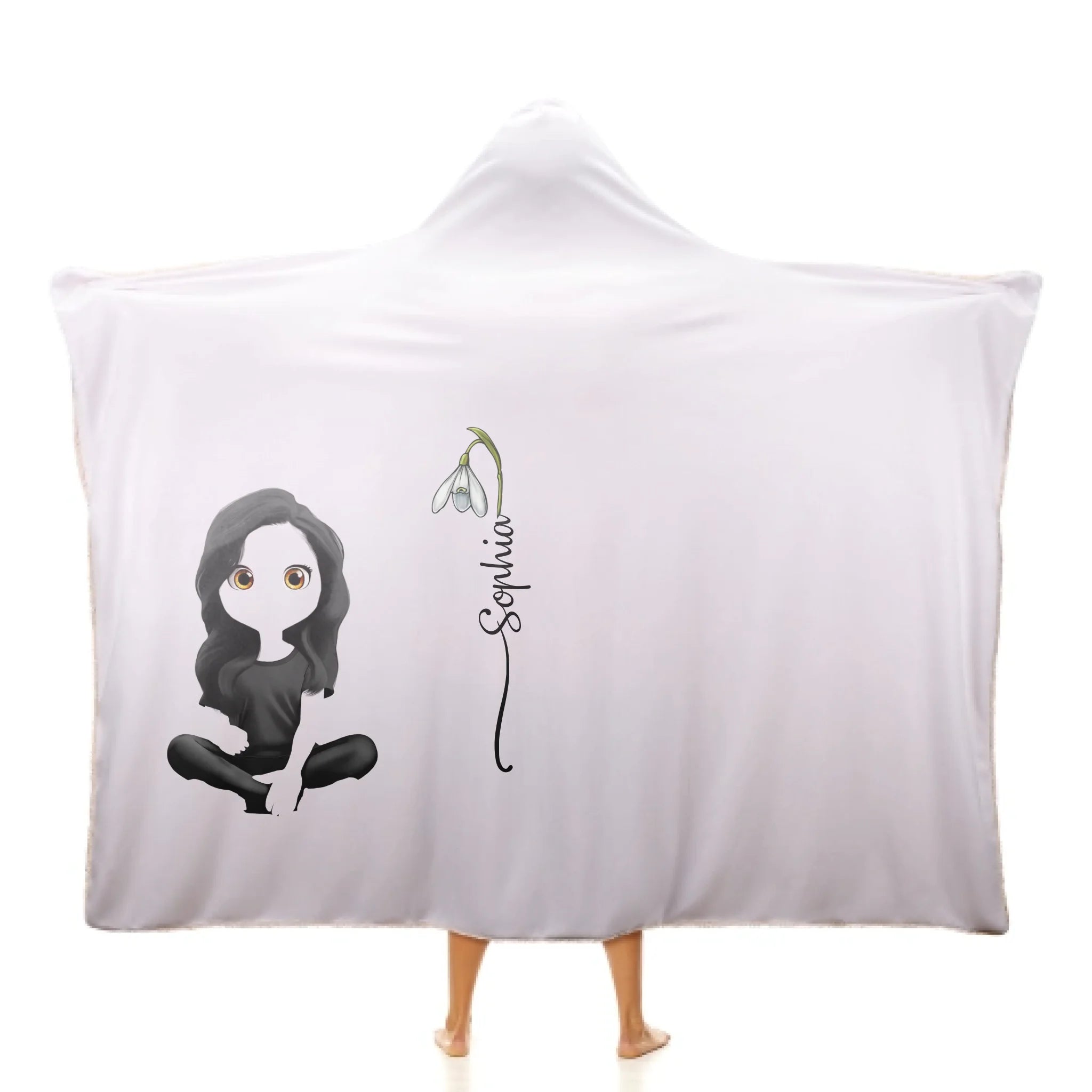 Reading Girl & Birth Flower – My Personalized Reading Blanket - Personalized Wearable Hooded Blanket 1058622 - 1059451 - DiyGiftly