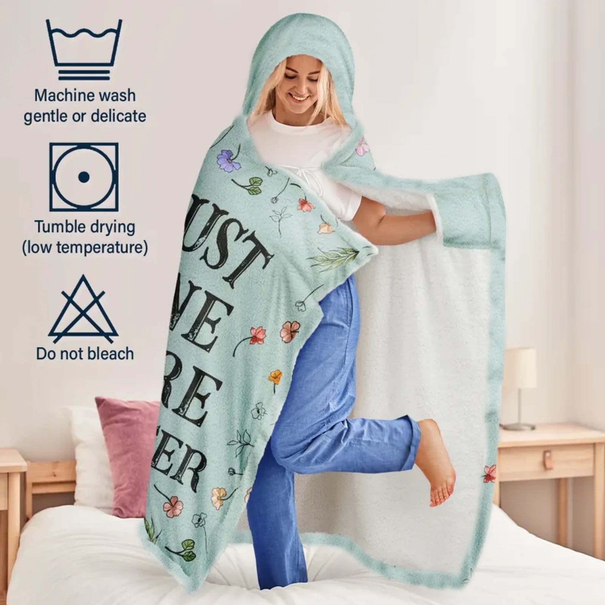 Reading Girl & Birth Flower – My Personalized Reading Blanket - Personalized Wearable Hooded Blanket 1058622 - 1059451 - DiyGiftly