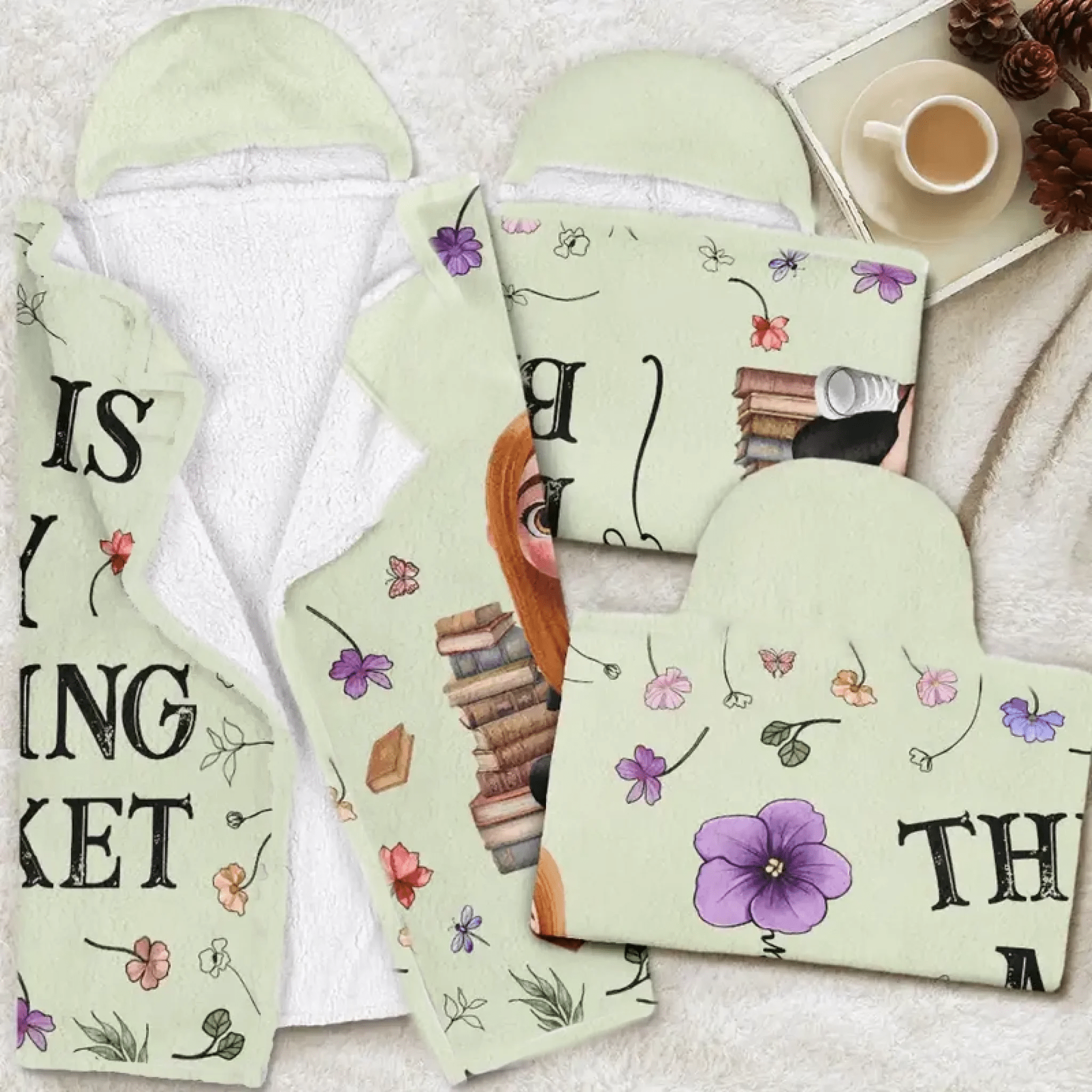 Reading Girl & Birth Flower – My Personalized Reading Blanket - Personalized Wearable Hooded Blanket 1058622 - 1059451 - DiyGiftly