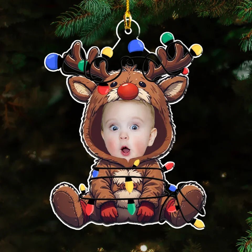 Reindeer Baby Christmas - Personalized Custom Acrylic Ornament 692329 - DiyGiftly