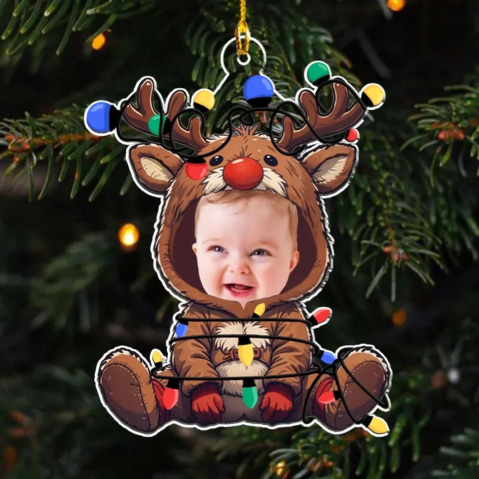 Reindeer Baby Christmas - Personalized Custom Acrylic Ornament 692329 - DiyGiftly