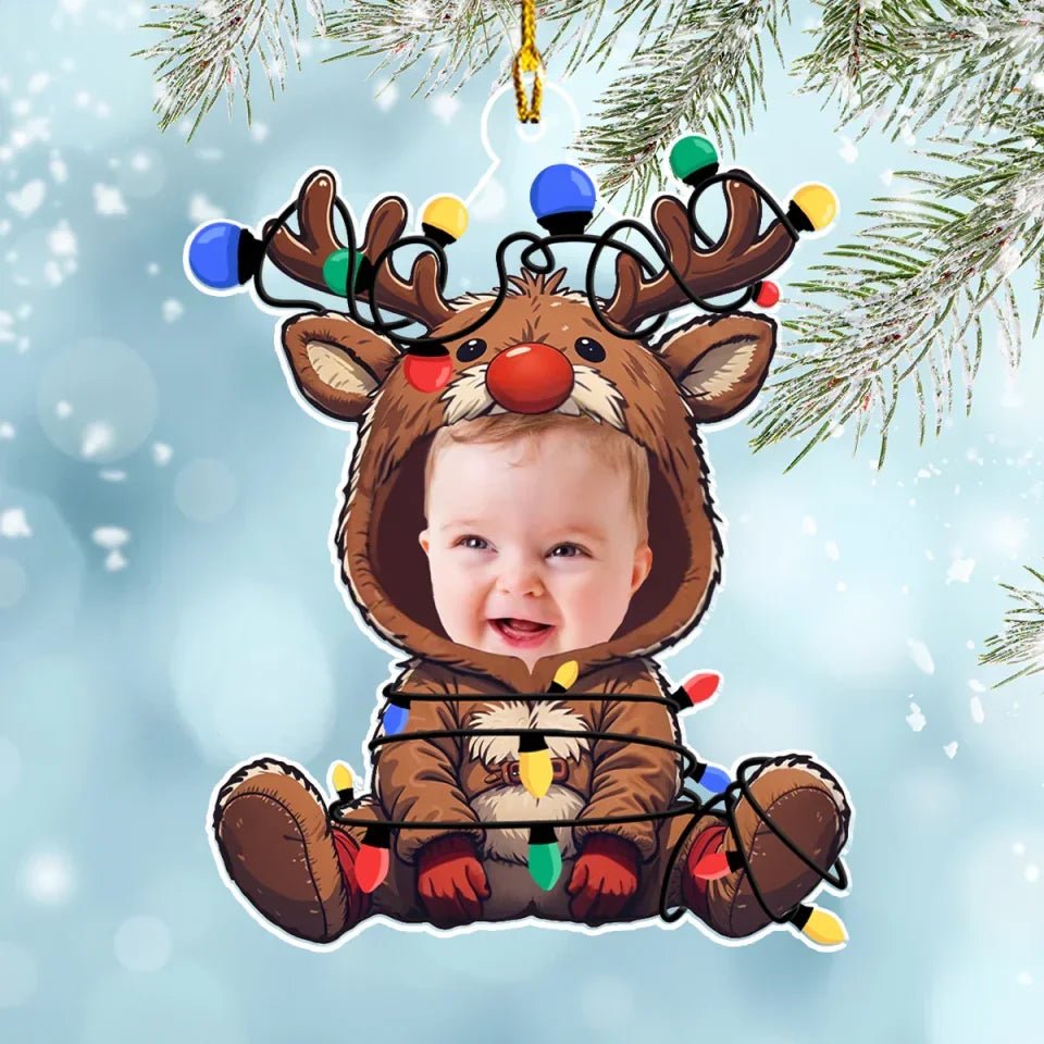 Reindeer Baby Christmas - Personalized Custom Acrylic Ornament 692329 - DiyGiftly