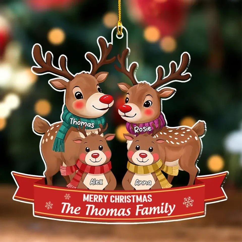 Reindeer Family - Personalized Custom Acrylic Ornament 721060 - DiyGiftly