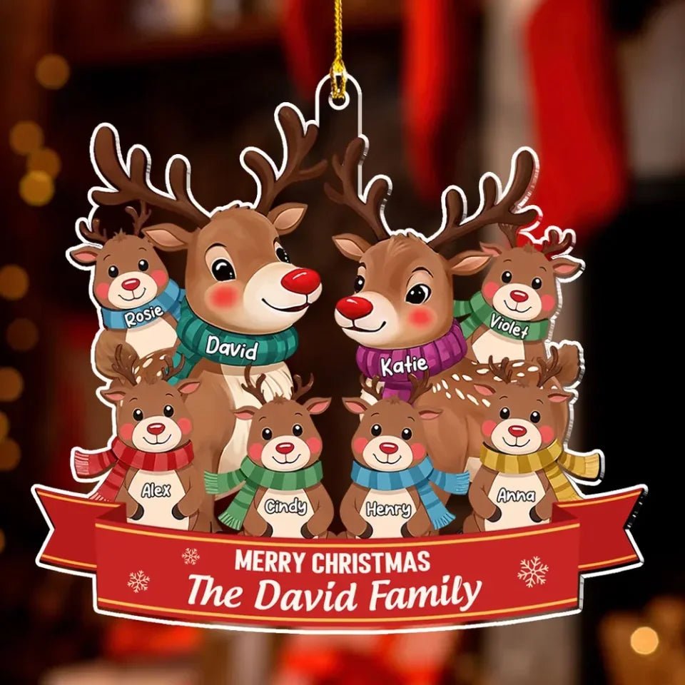 Reindeer Family - Personalized Custom Acrylic Ornament 721060 - DiyGiftly