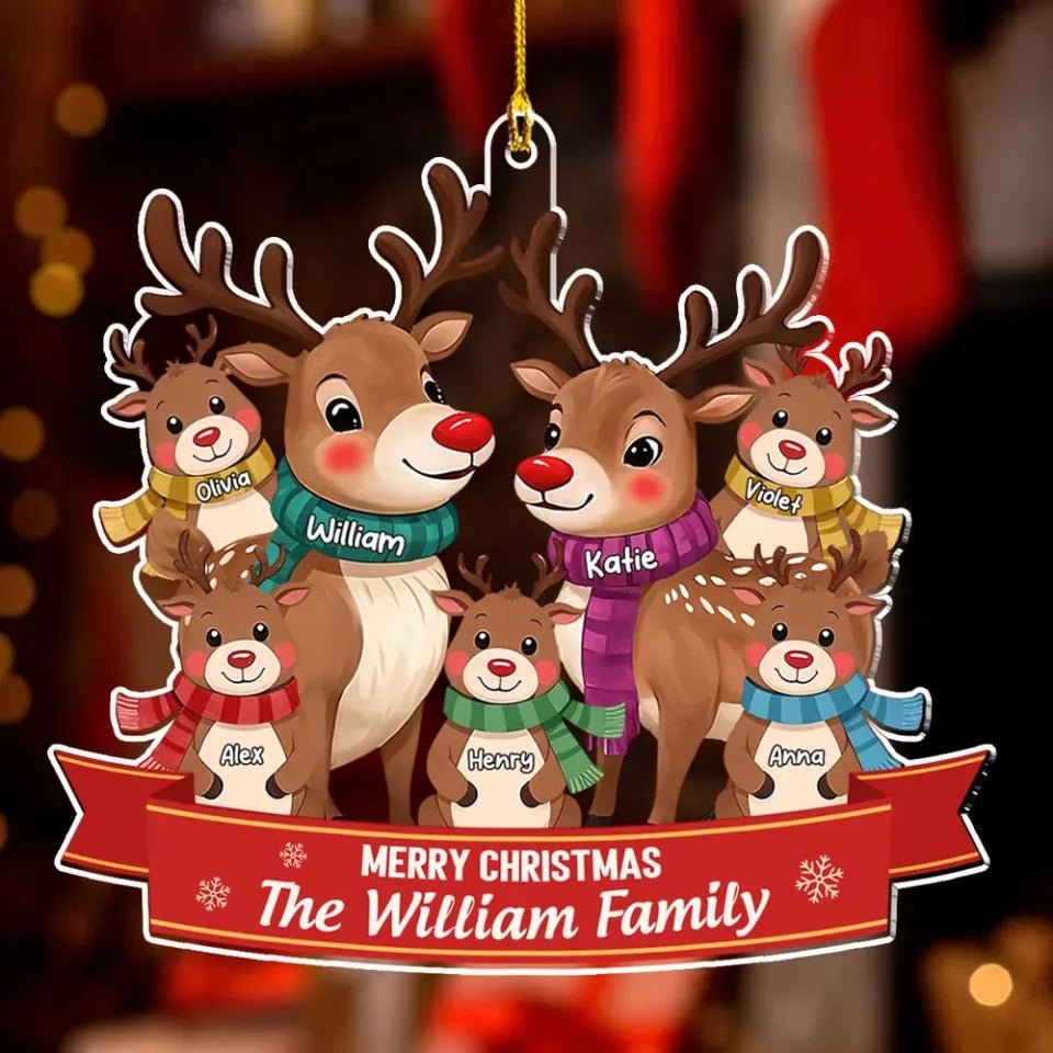 Reindeer Family - Personalized Custom Acrylic Ornament 721060 - DiyGiftly