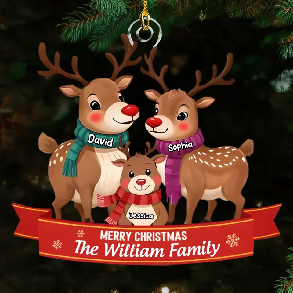 Reindeer Family - Personalized Custom Acrylic Ornament 721060 - DiyGiftly