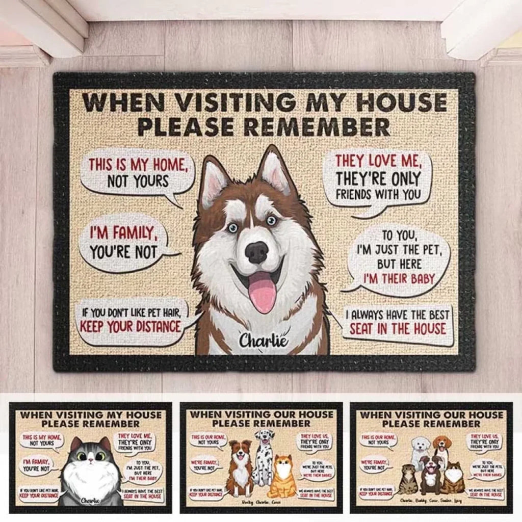 Remember When Visiting Our House - Personalized Decorative Mat, Doormat 688459 - DiyGiftly