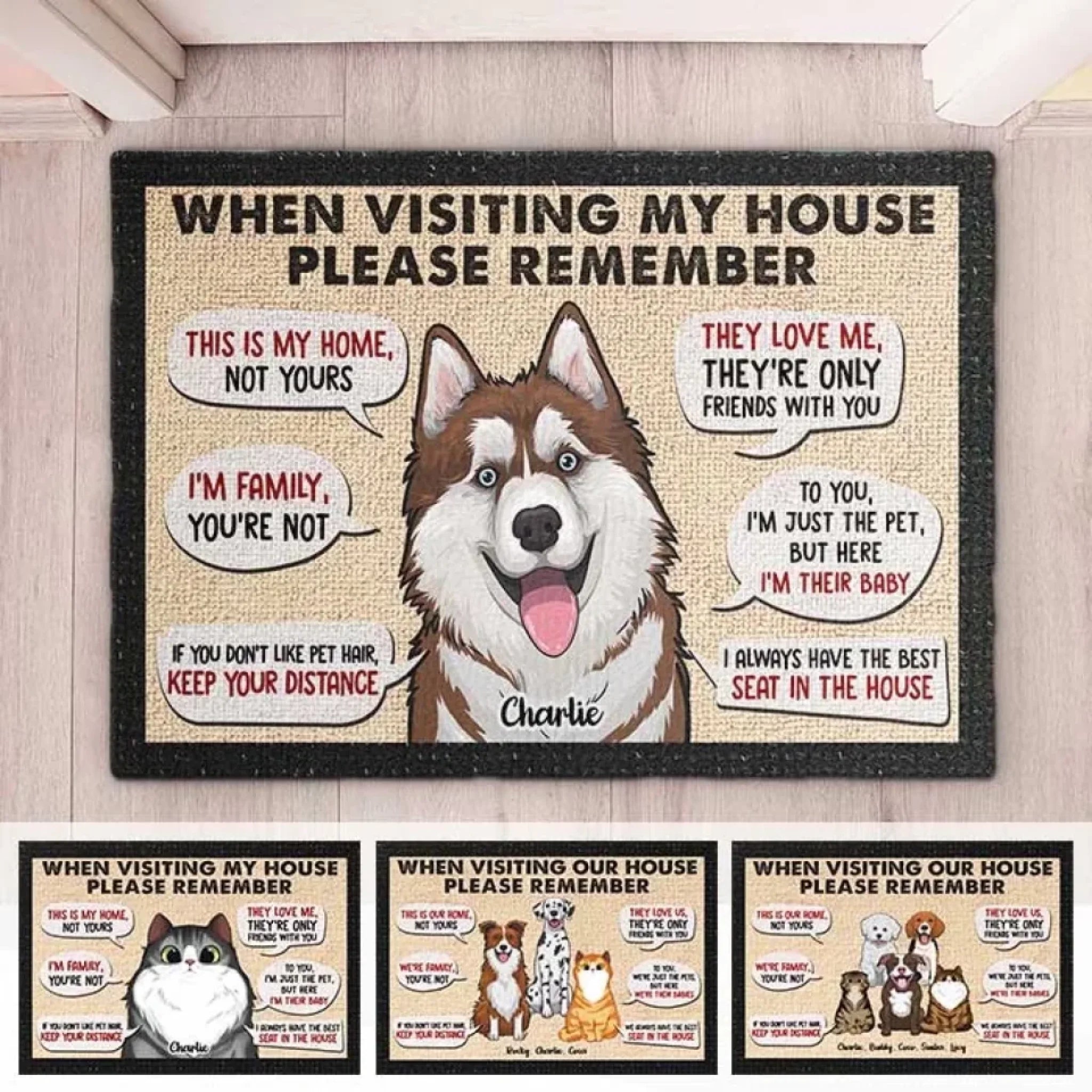 Remember When Visiting Our House - Personalized Decorative Mat, Doormat 688459 - DiyGiftly