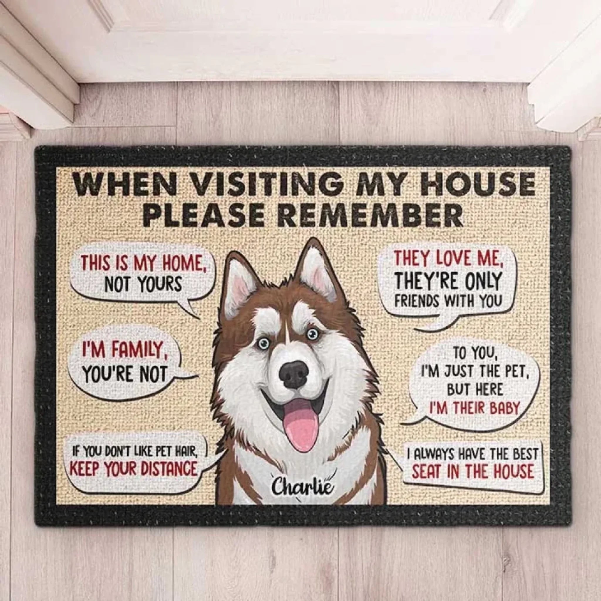 Remember When Visiting Our House - Personalized Decorative Mat, Doormat 688459 - DiyGiftly