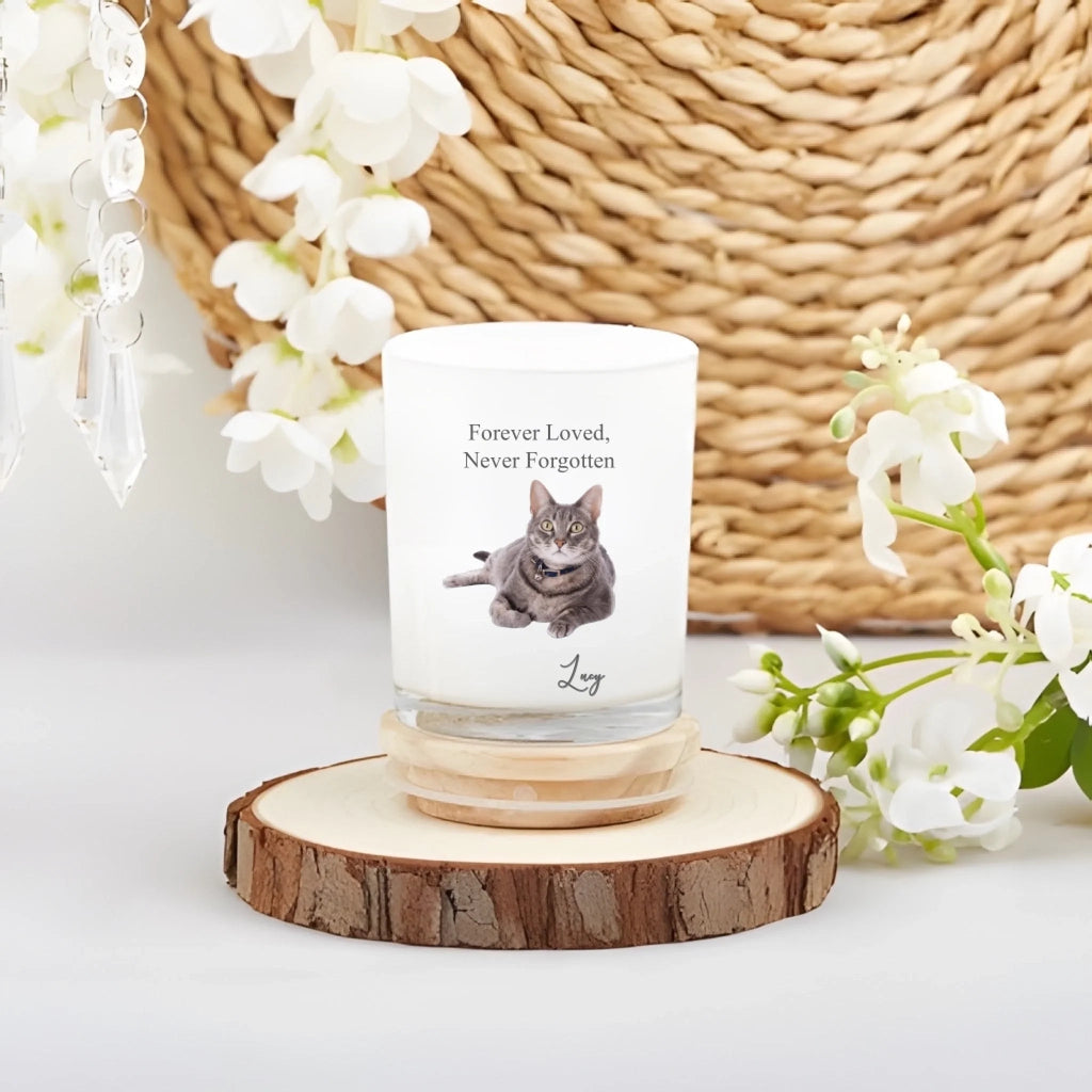 custom portrait cat memorial candle