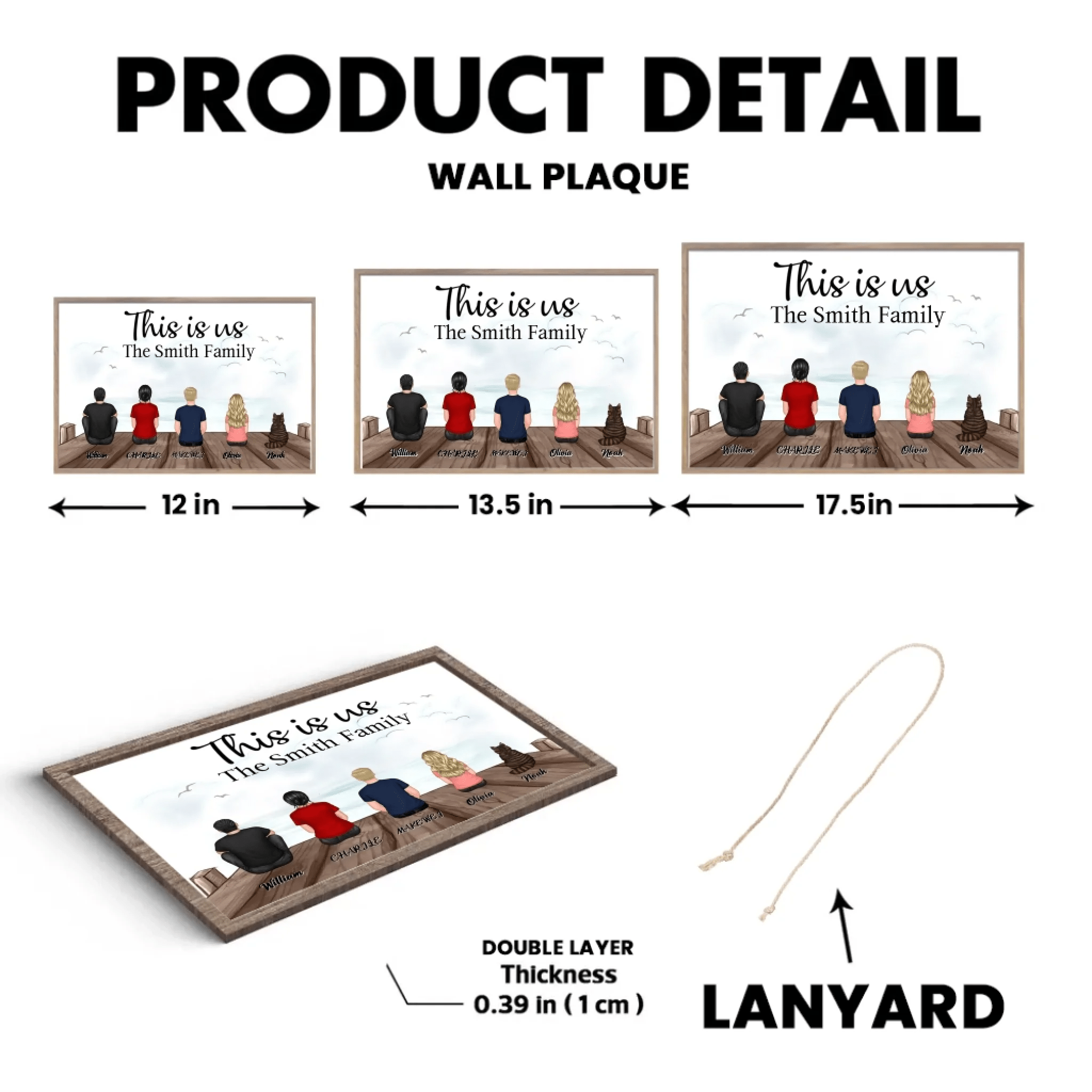 Retro Vintage Family Sitting Beach Landscape Personalized Horizontal Custom Wooden Plaque 701169 - DiyGiftly