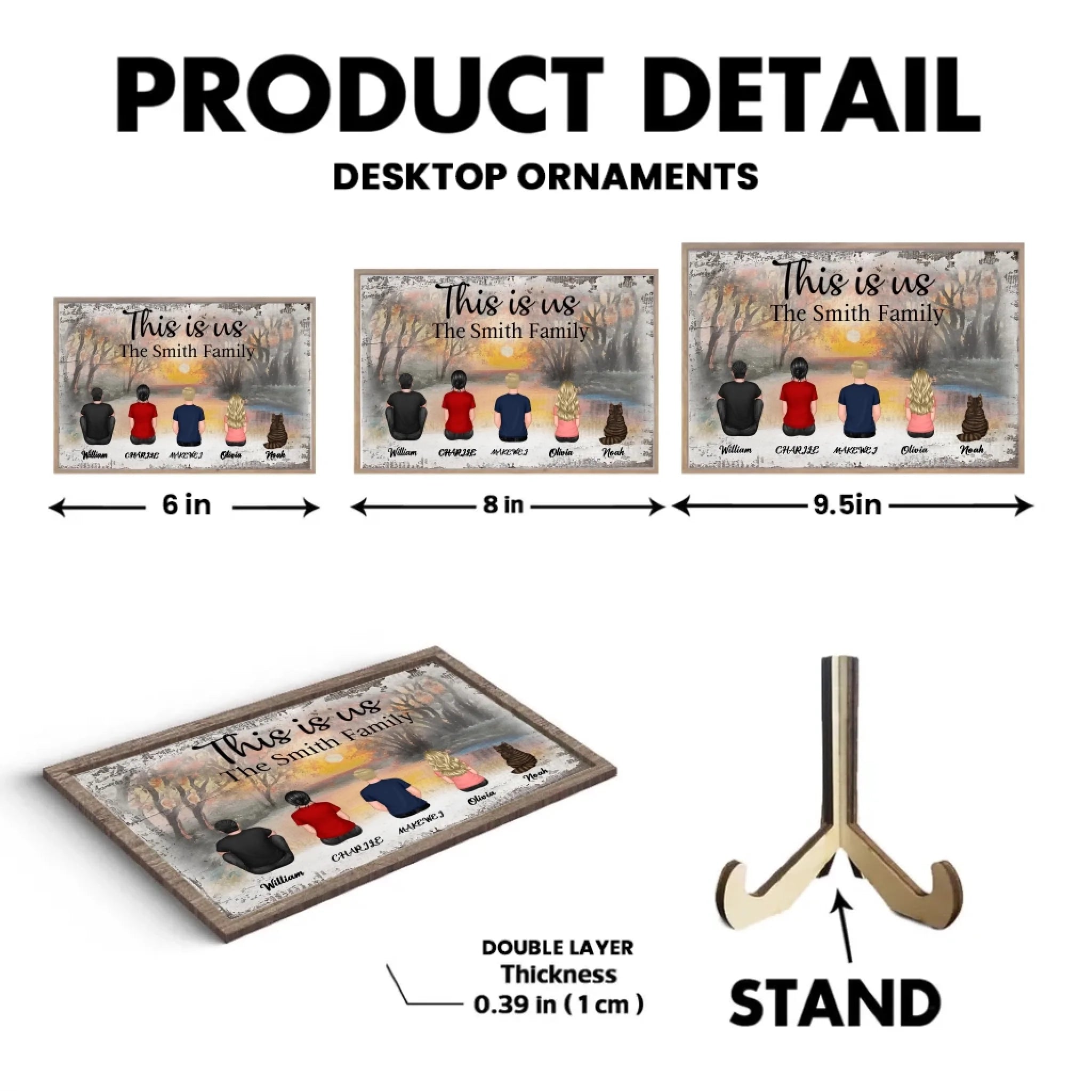 Retro Vintage Family Sitting Beach Landscape Personalized Horizontal Custom Wooden Plaque 701169 - DiyGiftly