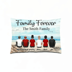 Retro Vintage Family Sitting Beach Landscape Personalized Horizontal Pillow 714266 - B - DiyGiftly