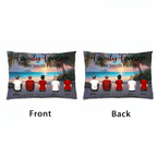 Retro Vintage Family Sitting Beach Landscape Personalized Horizontal Pillow 714266 - B - DiyGiftly
