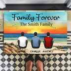 Retro Vintage Family Sitting Beach Landscape Personalized Mat 701169 - D - DiyGiftly