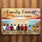 Retro Vintage Family Sitting Beach Landscape Personalized Mat 701169 - D - DiyGiftly