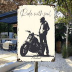 Ride With Soul - Personalised Metal Sign For Biker With Your Name 741158 - 741185 - DiyGiftly