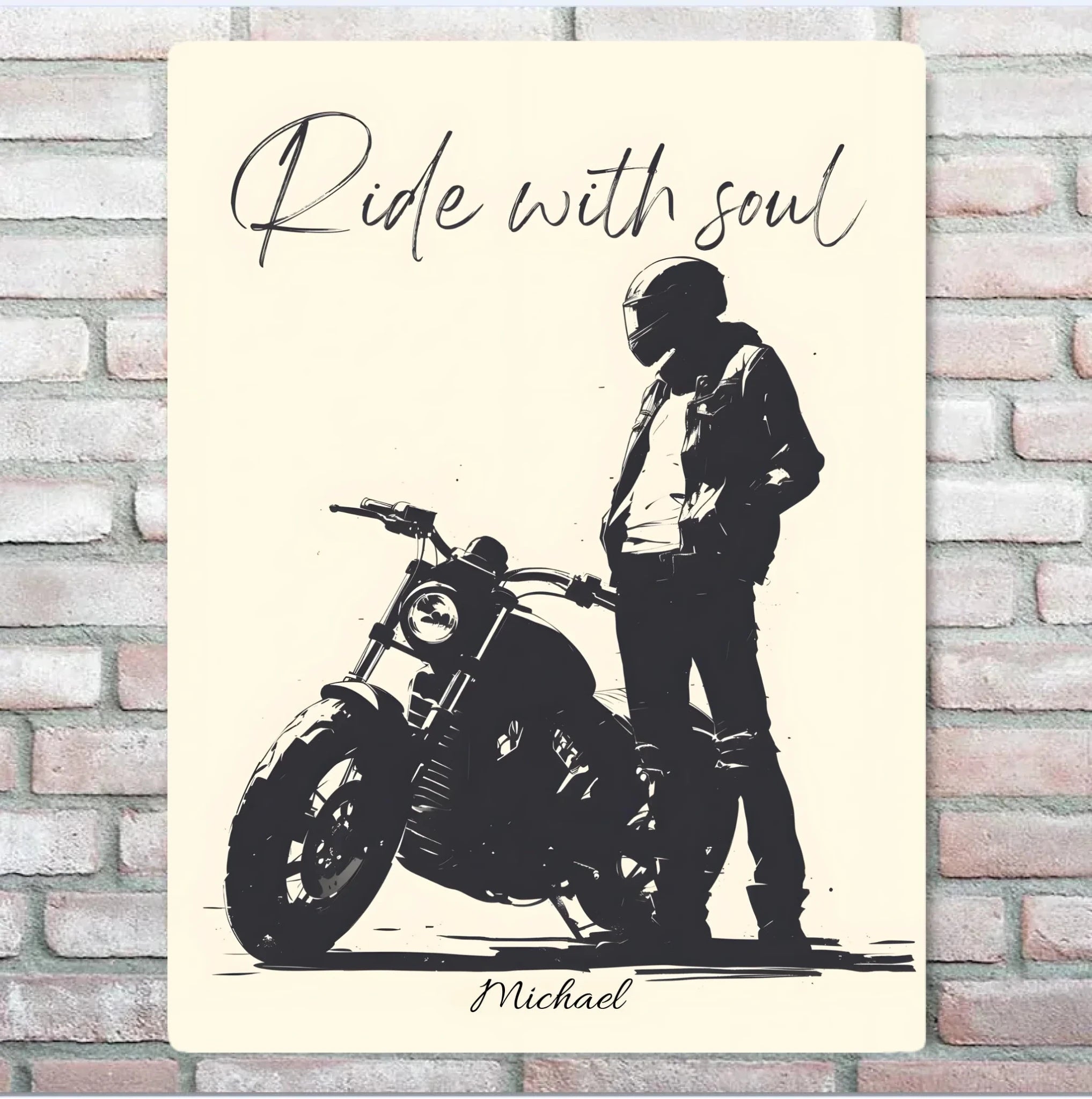 Ride With Soul - Personalised Metal Sign For Biker With Your Name 741158 - 741185 - DiyGiftly