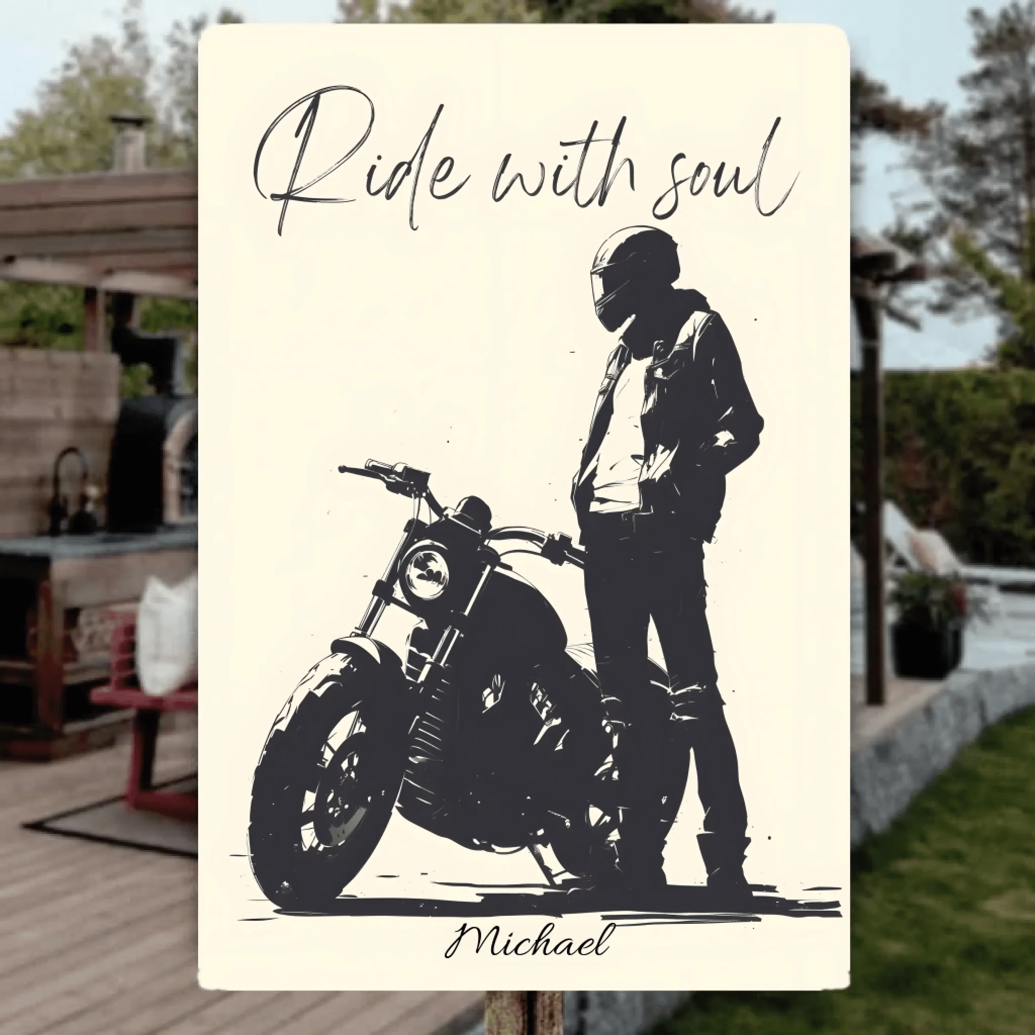 Ride With Soul - Personalised Metal Sign For Biker With Your Name 741158 - 741185 - DiyGiftly